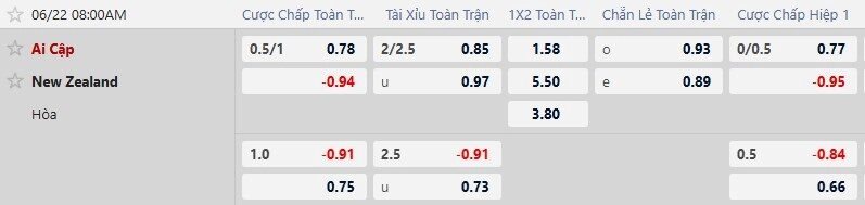 Ai Cập vs New Zealand